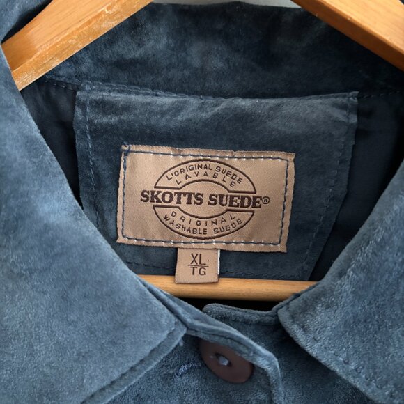 Vintage Hydrangea Blue Suede Jacket - Picture 6 of 10